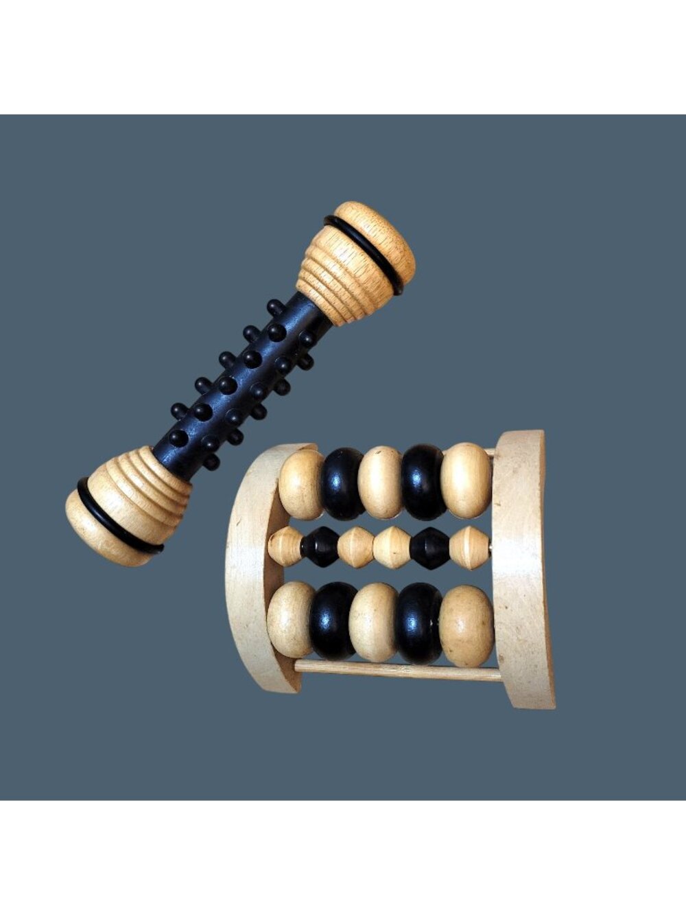 Wooden & Plastic Handheld Massage Rollers Relaxation Pain Relief Stimulation